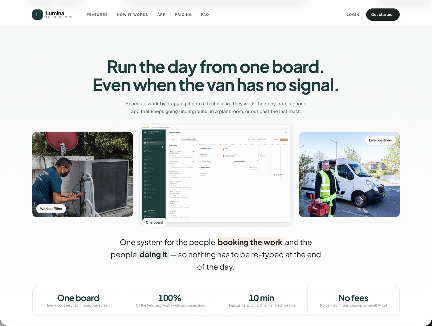 The marketing page that ships with the product